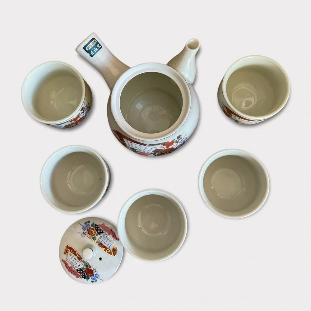 Miyama Pottery Kiln Tea Set Japan Vintage Tea Pot And Cups 80’s
